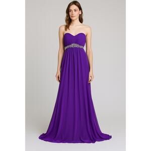 Xcite Extreme Strapless Rhinestone Purple Evening Gown – Size 6